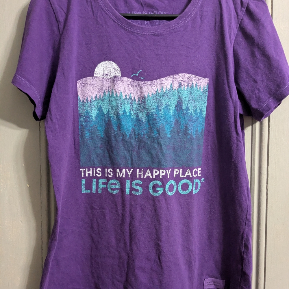 Life Is Good Purple Tee with Nature Scene